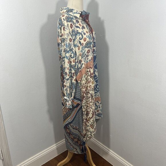 Vincente‎ Blouse Womens M Multi Paisley Beachy Resort Wear Boho Tunic - Picture 6 of 10